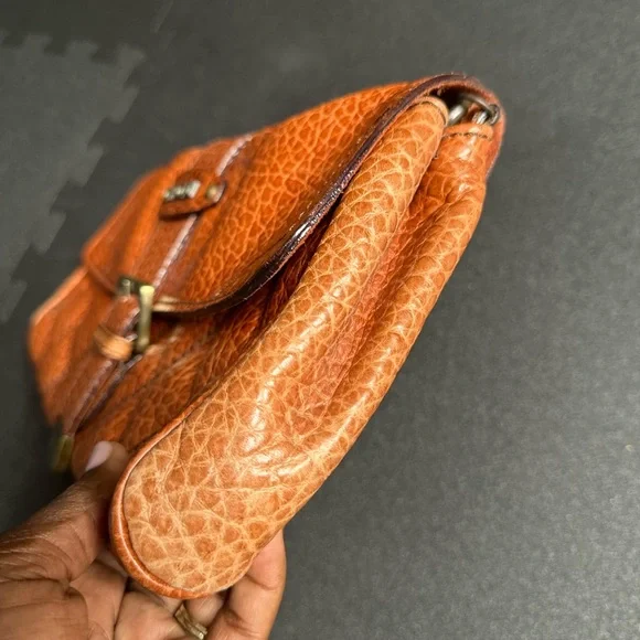 Capaccioli Y2K Orange Leather Wristlet - Picture 2 of 8